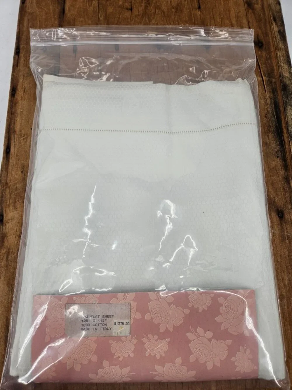 New Lisa Galimberti  King Flat Sheet White Butterflies Cotton Damask